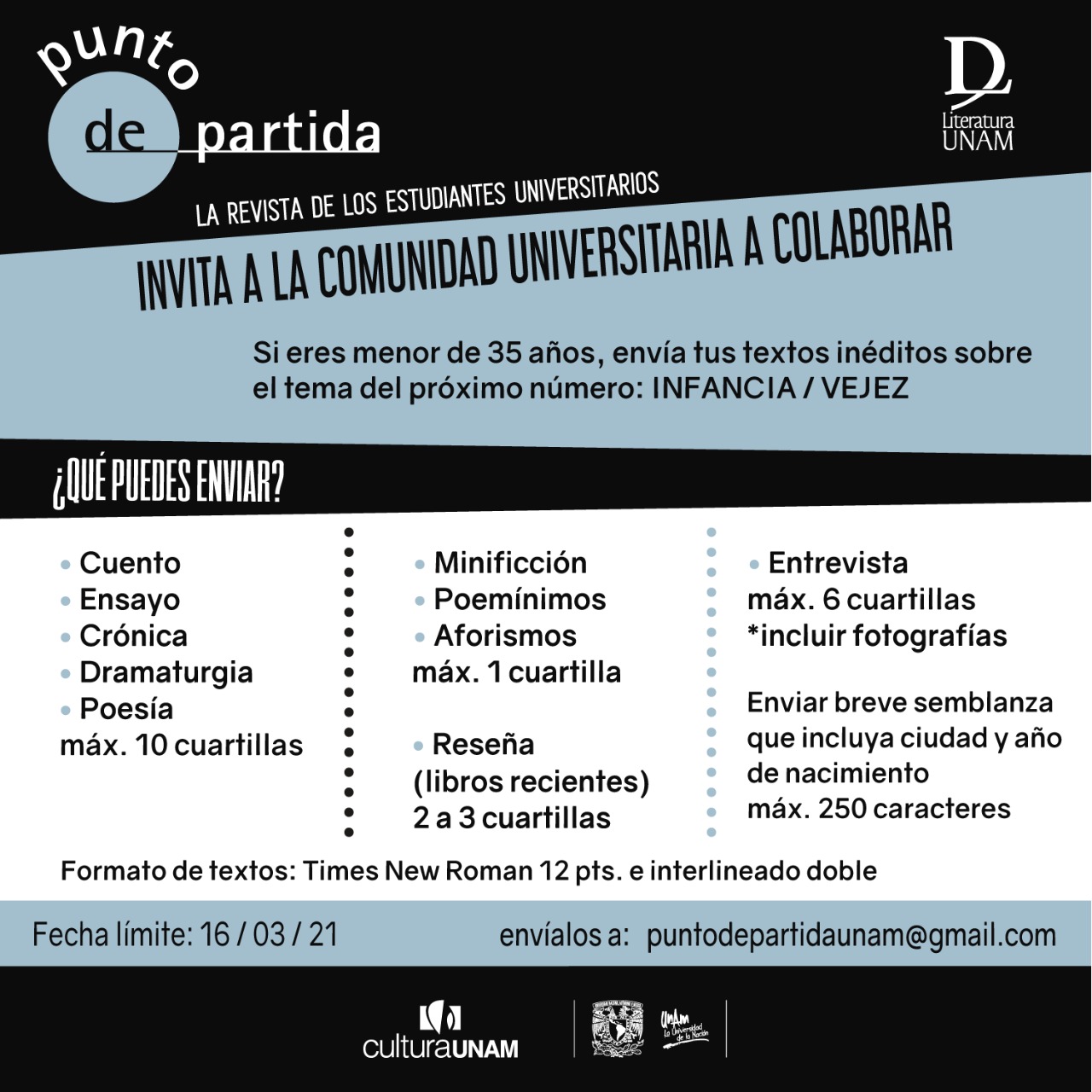 Convocatoria para el número 227: formatos escritos